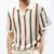 Men’s Chunky Knit Polo Shirts Striped Color-Block Openwork Design for Casual Streetwear 2025 Knit Tops