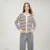 Women’s Striped Cardigan Knitted Gold Button O-Neck Sweater with Pocket Cut Knitted Women&apos;s Casual Jacket Coat