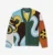 100% Wool Knitted Cardigan Sweater Long Open Front with Colorful Pattern Winter Season Fashion
