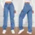 Ladies Mid Waist Straight Denim Pants for Girls