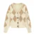 Acrylic Knitted Ladies Cardigan Diamond Patterned Jacquard Sweater