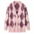 100% Wool Knitted Cardigan Sweater Diamond Shaped Check Contrast Color Long Length for Autumn Season