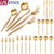 20 Pieces USA Stock Free Shippings Items Gift Set Home Wedding Thickened Matte Gold Cutlery Sets Stainless Steel Flatware Sets