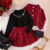 Autumn Winter Clothing Set for Girls 90-130CM Cross-Border EUR US High-Neck Long-Sleeve Inner Wear + Coat + Pleated Casual Plaid